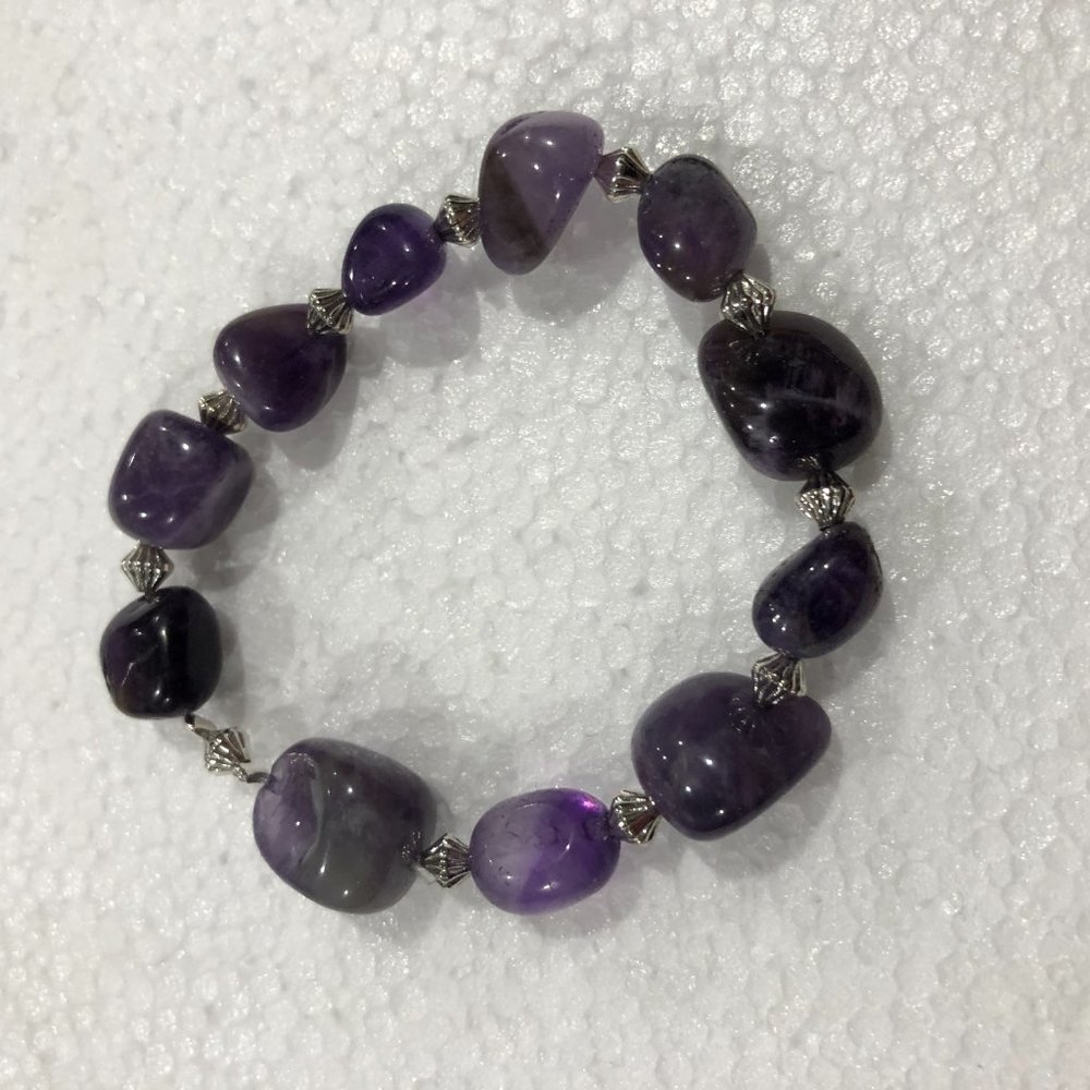 NEW  Genuine Amethyst chunky bead bracelet